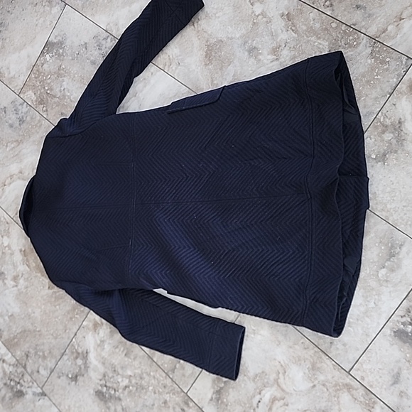 RED VALENTINO NAVY MADE IN ITALY LINED COTTEN N WOOL BLEN EMBOSSED PEA COAT EU46 - Picture 6 of 11